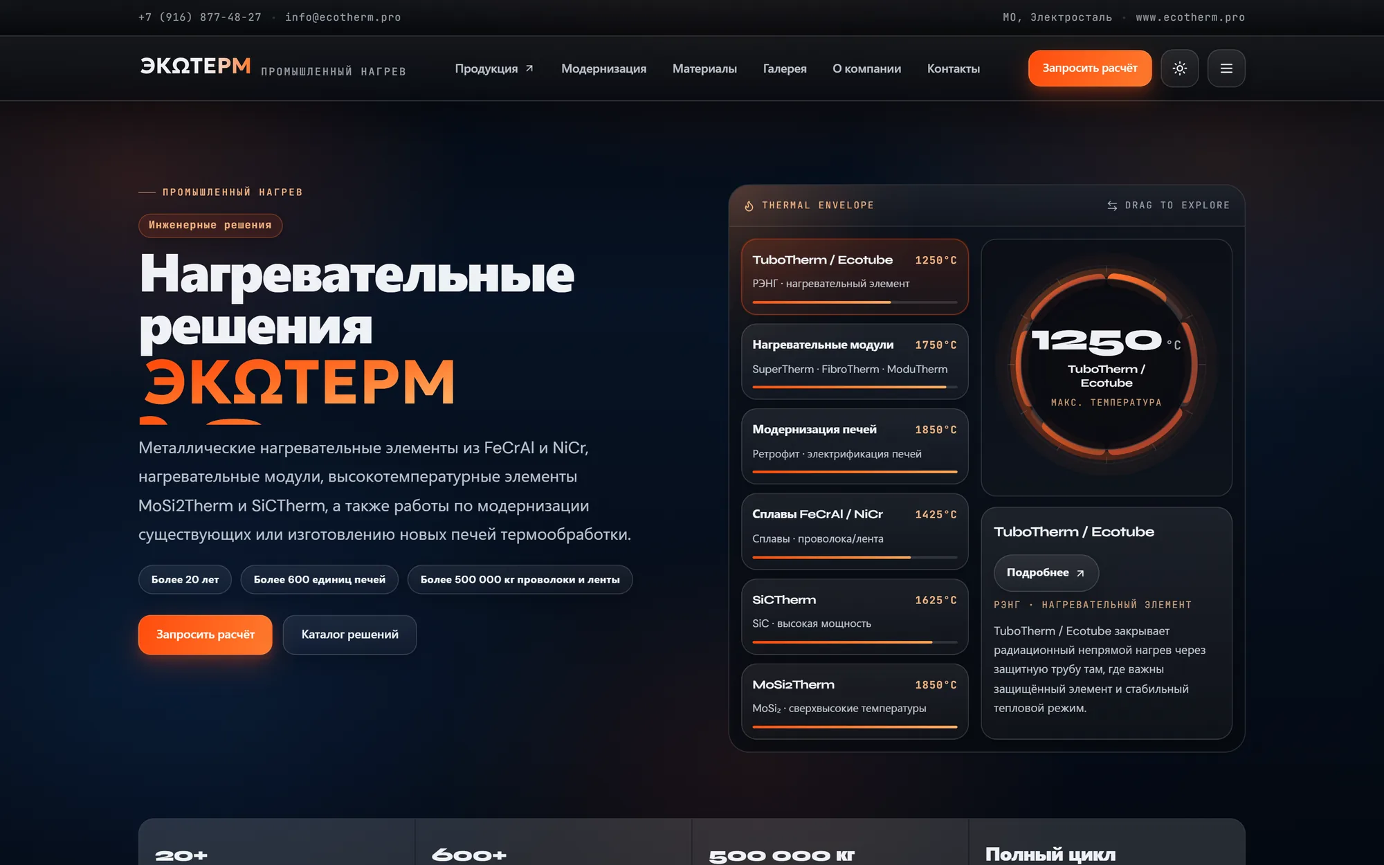ЭкΩтерм — Промышленный нагрев · Производство